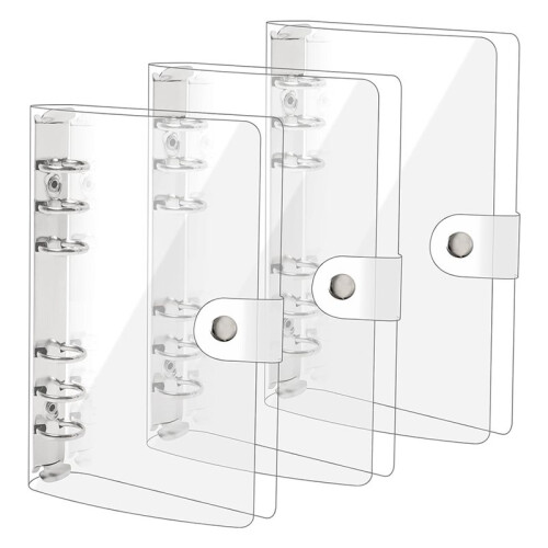9 Pack A6 Transparent Soft PVC 6 Ring Binder Cover Clear Binder Notebook Cover A6 Binder for Refillable Notebook 1
