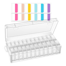 Bead Organizer Box, Small Rectangular Clear Bead Storage Containers Boxes with Hinged Lids and Labels Set 1