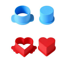 Circle and Heart Cake Cutter and Pusher, 3D Printed Cake Molds Shapes Press Set, Baking Tools for Home Baking