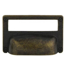 6PCS Vintage Zinc Alloy Drawer Handles with Label Frames for Card Boxes and Cupboards B