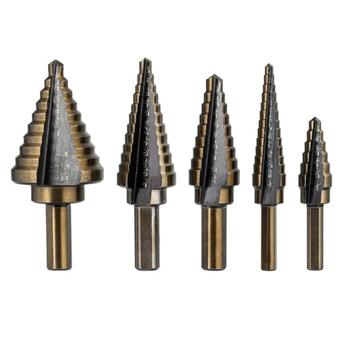 Cobalt Multiple Hole Step Drill Set Tools Aluminum Case. Metal Hole Cutter Core Cone Drilling Tools Set