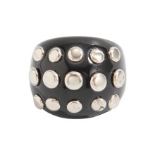 Trendiger offener Unisex-Ring im Retro-Stil, mit-Schwarz