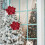 Rode glitter magnolia bloemdecoraties 22 cm 4