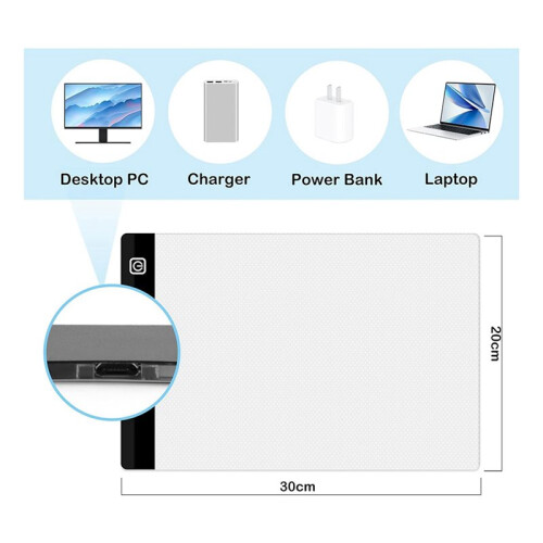 5X A4 LED Light Board, 3 Level Dimmable Brightness USB Power Crafts Light Table for Tracing, Light Drawing Sketch Pad 2
