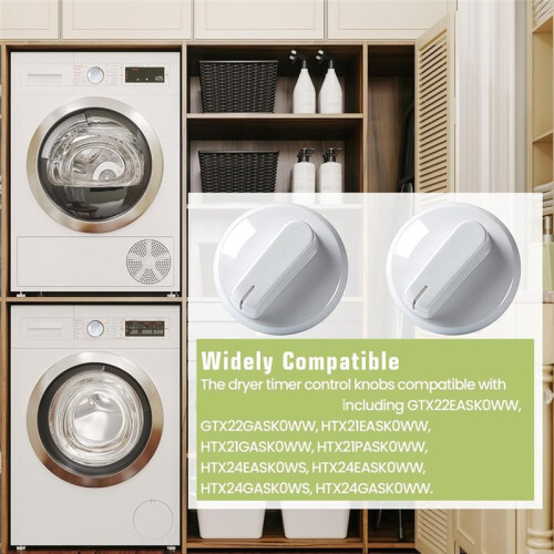 2 PCS WE03X25285 Dryer Timer Control Knobs Assembly for GE Hotpoint Dryer, Replacement for PS11763058 and AP6032623 2