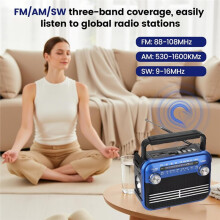 Portable AM/FM/SW Shortwave Radio with  5.0,Support USB/TF Player,Digital Tuner & Earphone Jack Red