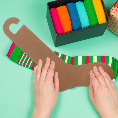 Beige Paper Sock Template for Knitting Display 1