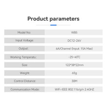 Contrôleur de Bande LED 5-en-1 WiFi et , Intensité Variable, Monochrome/RGB/RGBW/WW+CW/RGBCCT, Application Life, Alimentation 12-24