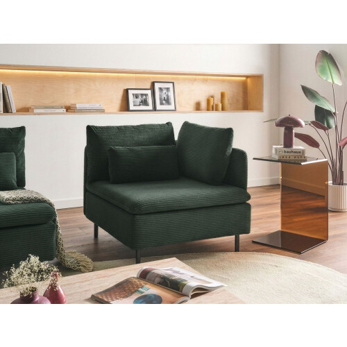 Beliani Corner Seat EGERIS Corduroy Dark Green 2