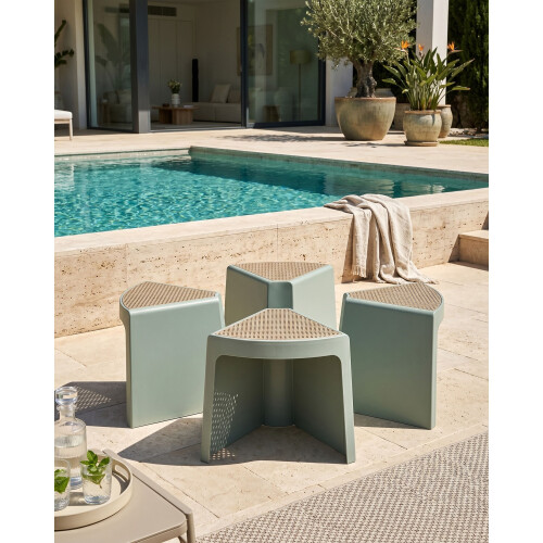 Beliani Set of 4 Garden Stools EVROS Mint Green 1