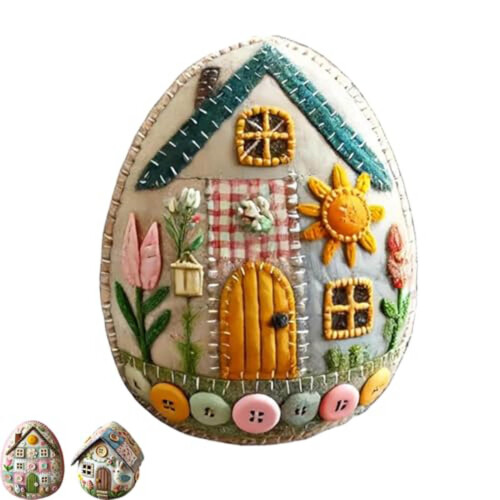 Kit de artesanato "faça você mesmo" para ovos de patchwork, com materiais e instruções. 1