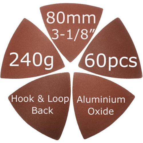 Lixa triangular de grão 120, 80 mm, 60 peças 1