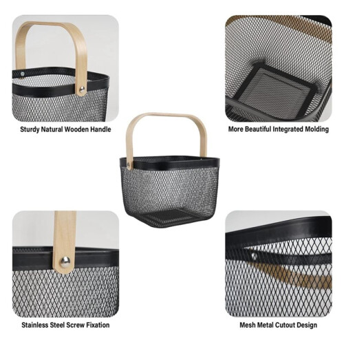 Metal Mesh Harvest Basket,with Handle Multi-Functional Storage Organizer for Gathering Vegetables,Fruits,Kitchen,Garden 2