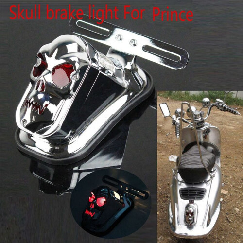 3X Motorcycle Brake Light Tail Light Skull Light Warning Signal Light for Prince Silver 2