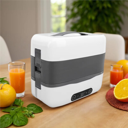 Chauffe-Repas Électrique Double Couche à 4 Compartiments, Portable, avec Réservation 24h/24 2