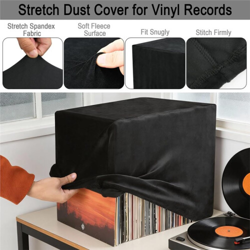 Capa Protetora Contra Poeira para Discos de Vinil, Capa Protetora de Lã e Elastano com Elástico para Discos de Vinil de 12 Polegadas 1