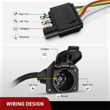 Chicote de Fiação Adaptadora de 4 Pinos Planos para 7 Pinos Redondos para Reboque, Conector de Fiação Elétrica de 4 Pinos para 7 Pinos