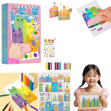 Squeegee Art Kids Paint Kit DIY Painting Rainbow Dot Color Scratch Set Handmade Graffiti Scratch Painting Paper