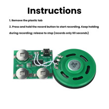 60 Second Recording Playback Board Music Module Greeting Card Refrigerator Sticker DIY with Battery Button Playback