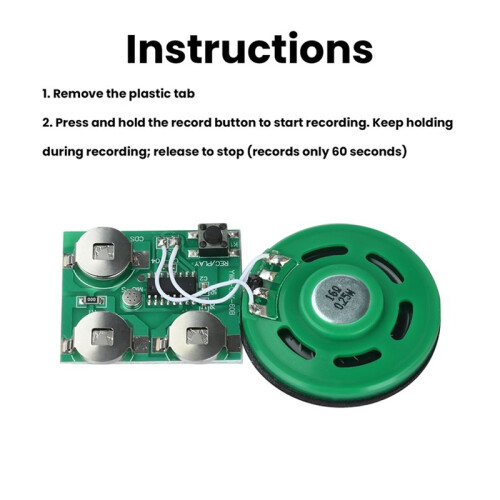 60 Second Recording Playback Board Music Module Greeting Card Refrigerator Sticker DIY with Battery Button Playback