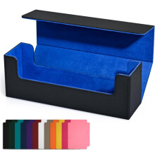 Card Storage Box for Trading Cards,PU Card Deck Case, Magnetic Closure Card Holder for Magnetic Game Cards +Black