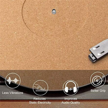 3 Pieces Cork Turntable Mats with High Fidelity for Vinyl LP Record Players Audiophile Reduce Noise