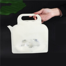 10PCS Plastic Resealable Stand- Bag for Loose Red&Green Tea DIY Portable Teapot Shape Snack Window Gift Storage