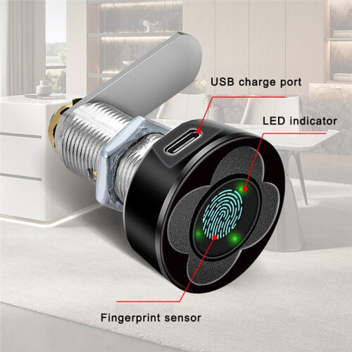 Fingerprint Cabinet Lock for Indoor Use, Secure Mailbox & Drawer Black 1