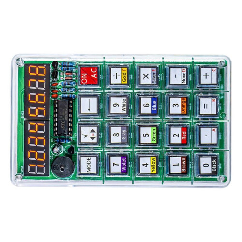 Electronic Calculator Soldering Practice Kit with Resistance Calculator and Transparent Case