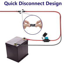 Lot de 2 Câbles de Charge SAE 10AWG de 60 cm (2 Pi) avec Connecteurs à Anneau Torique et Fusibles 15 A et 20 A pour Panneau Solaire de Voiture