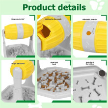 Pet Feeder Fun Dog Toy Drum Leakage  Cat Slow Food Bowl Healthy Diet Adjustable Height Multifunctional Supplies B
