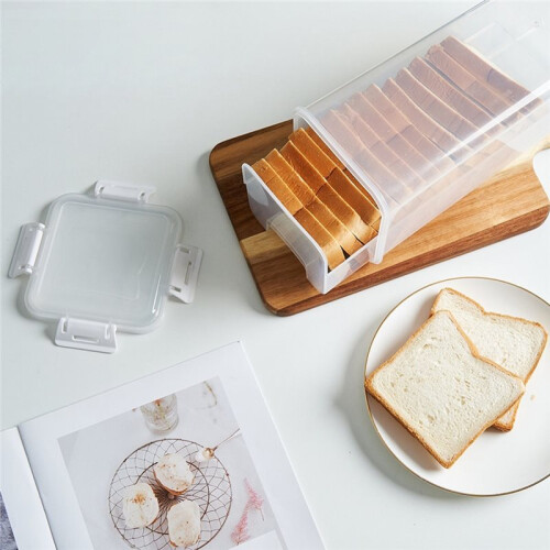 Bread Loaf Container Clear Airtight Bread Box with Lid Sandwich Bread Holder Kitchen Pasta Multigrain Toast Storage 2pc 1