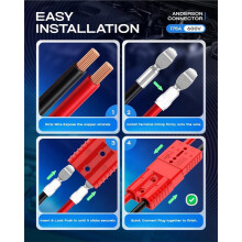 Connecteur pour Anderson 175 A 600 V à Connexion/Déconnexion Rapide pour Câbles 1/0-4 AWG, pour Treuil, Remorque (Rouge, Lot de 4)