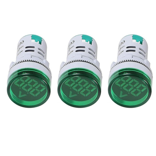 Round LED Voltage Meter Indicator AC 12-500V, Digital Display Voltmeter for Home or Industrial Use 3PCS