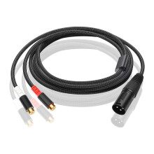 XLR Male to 2 RCA Y Splitter Patch Cable, Dual RCA to XLR Audio Cable Adapter for Speaker Condenser Mixer