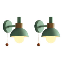 2X LED Wall Lamp with Wood Sconce Lights Indoor Lighting Home Decor Bedside Bedroom Living Room with Bulb B