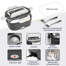 Chauffe-Repas Électrique Portable 1,5 L 40 W, Étanche, pour Voiture ou Maison, Idéal pour les Routiers, Compatible Micro-Ondes, Prise UE