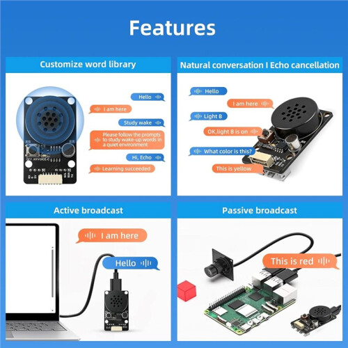 Offline Voice Module AI Voice Recognition Module Voice Broadcasting Command Programmable Sound Sensor Custom Wake Words