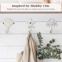 Set of 6 Starfish Seashell Crab Cast Iron Decorative Wall Hooks Coats Aprons Towels Hooks Beach Ocean Theme Metal Hooks