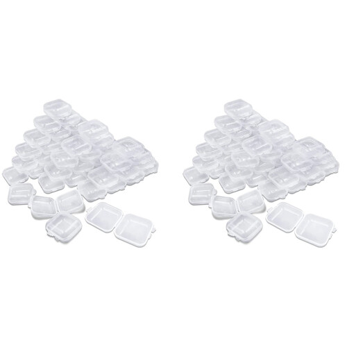 100Packs Small Clear Plastic Storage Containers, Case with Lids for Small Items and Other  Projects