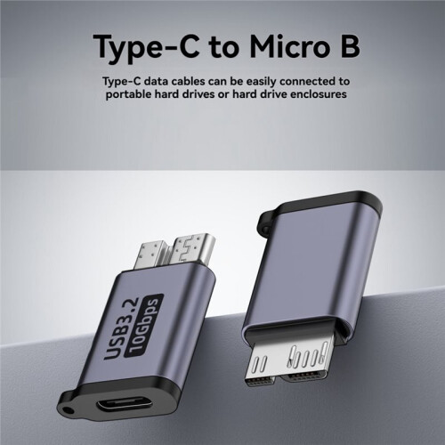 2PCS Micro B Male to Type C Female Adapter Type-C USB3.0 Micro B Adapter for External Hard Drive Disk HDD Cable Adapter 2