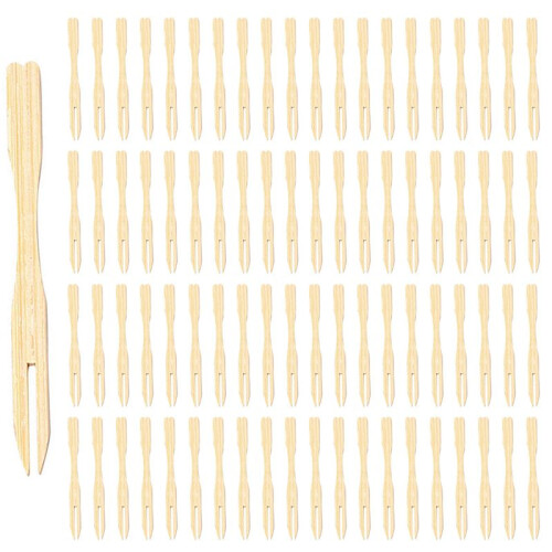 1000 Peças Garfos de Aperitivo de Bambu,  Garfos de para Bambu de 3,5 Polegadas, Garfos de Madeira Descartáveis, Pequenos Palitos de Frutas
