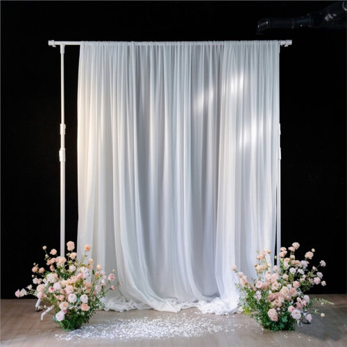 10FT White Backdrop Curtain Photo Stage Backdrop 2 Panels Curtains Drapes 2