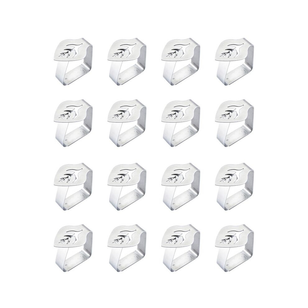 16 Pcs Silver Stainless Steel Tablecloth Clip Leaf-Shaped Table Fixing Clip Thickened Non-Slip Tablecloth Rack 6033113269518