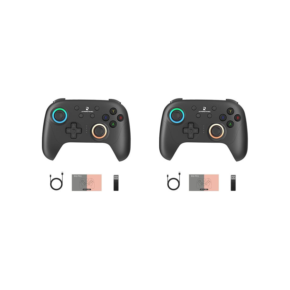 2X Anbernic Rgp01 Gamepad Wireless Game Controller Rgb Hall Effect Joystick For Pc Android Ios Steam Black 6033075509585