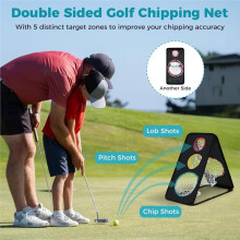 Dual-Sided Chipping Net,Triple Target Practice Net with 5 Target Holes, Indoor Outdoor Golfer Accessories