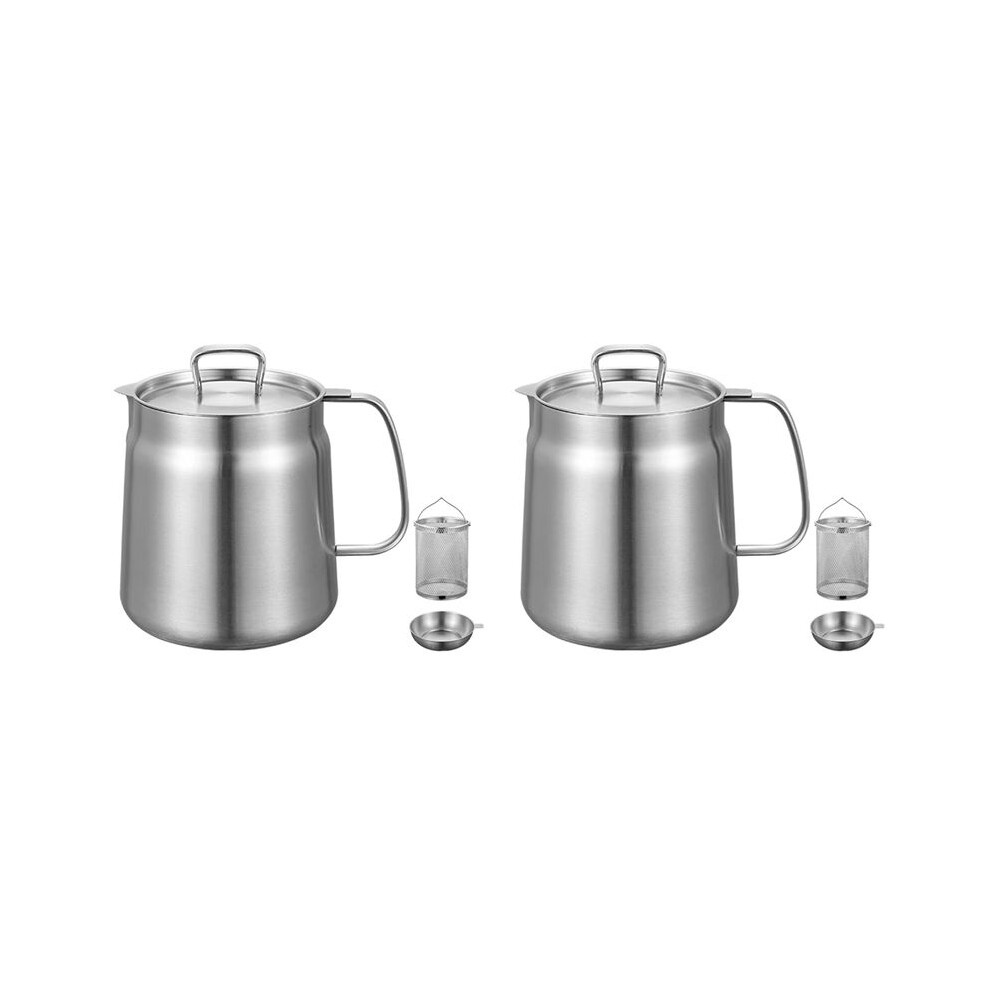 2X Stainless Steel Fry Kitchen Pot 2L Kitchen Fryer Pan Large Capacity Multifunctional Oil Filter Tank Deep Frying Pot 4711371713654