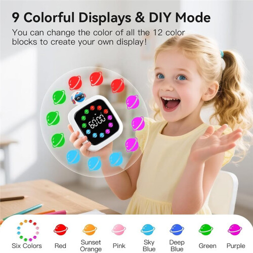 Visual Countdown Timer for Kids, 99-Minute Rechargeable Timer with DIY Color Display, 19 Ringtones,  Management Tool 2