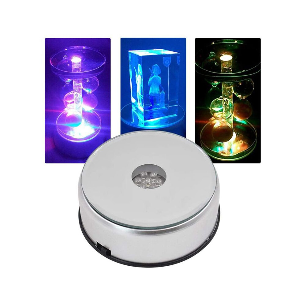 2X Display Turntable Base For Crystals Glass Art,4Inch 7 Led 7 Colored Rotating Crystal Display Base Stand Us Plug 4712662712608