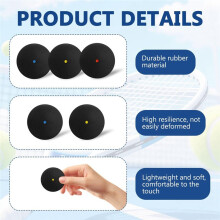 3PCS Squash Balls- Single Dot Squash ,Durable & Bounce Good for Beginner,Intermediate,Junior,Competition Training
